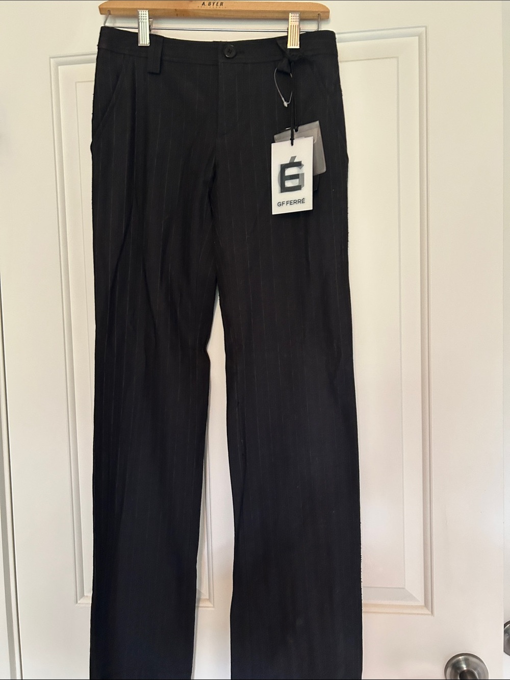 Gianfranco Ferre Black Pinstripe Straight Leg Trousers size 2 ( XS) or 38